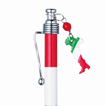 イタリア 土産 イタリア国旗柄ボールペン チャーム付き 5本セット【441224】