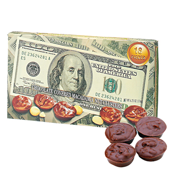 [アメリカお土産]  ＄100紙幣マカデミアナッツチョコレート  【152012】