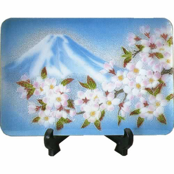 [日本土産] 七宝飾り皿「富士桜」 【N611】