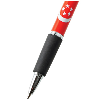 シンガポール 土産 シンガポール国旗柄ボールペン チャーム付き 5本セット【430376】