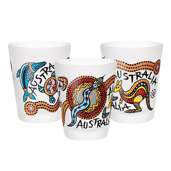オーストラリア 土産 アボリジニ ショットグラス 3個セット【445017