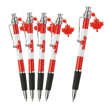 カナダ | カナダ国旗柄ボールペン チャーム付き 5本セット【202095】