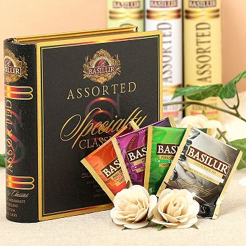 バシラーティー BASILUR TEA スペシャルティ クラシック アソートブック缶 TEA BOOK (紅茶のティーバッグ 4種セット32個入り)【105897】